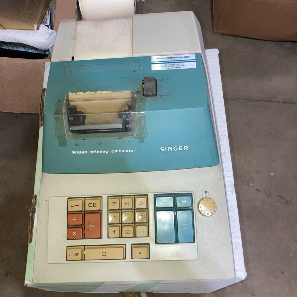Vintage Singer Friden Printing Calculator Model 1101 w/ Vinyl Cover Dirty Cover
